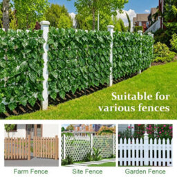 1X Artificial Mat 600X100Cm Plant Artificial Mat Hedge Ivy Leaf Garden Fence Roll Privacy Wall Cover - thumbnail 2