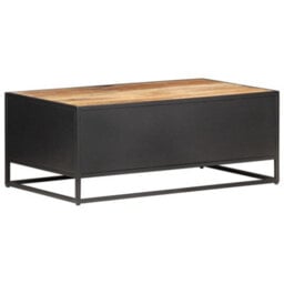 Berkfield Coffee Table 90X50X35 Cm Rough Mango Wood And Natural Cane - thumbnail 4