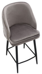 Lamboro Mayfair Velvet Kitchen Bar Stool, Extra Padded Seat, Black Legs & Footrest, Home Bar & Breakfast Barstool, Charcoal Grey - thumbnail 7