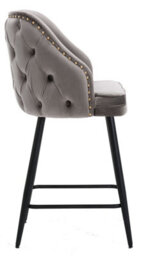 Lamboro Mayfair Velvet Kitchen Bar Stool, Extra Padded Seat, Black Legs & Footrest, Home Bar & Breakfast Barstool, Charcoal Grey - thumbnail 2