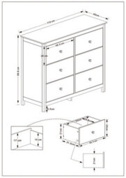 Core Products Nairn White 3+3 Drawer Double-Wide Chest Of Drawers - Solid Wood Bedroom Storage 89.8 X 110 X 40Cm - thumbnail 6