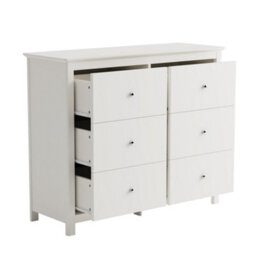Core Products Nairn White 3+3 Drawer Double-Wide Chest Of Drawers - Solid Wood Bedroom Storage 89.8 X 110 X 40Cm - thumbnail 3