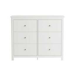 Core Products Nairn White 3+3 Drawer Double-Wide Chest Of Drawers - Solid Wood Bedroom Storage 89.8 X 110 X 40Cm - thumbnail 5