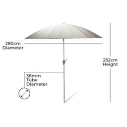 Jack Stonehouse Shanghai Parasol Umbrella 280Cm Canopy Picnic Pool Outdoor Shade Full Tilt And Crank Adjustable - thumbnail 5