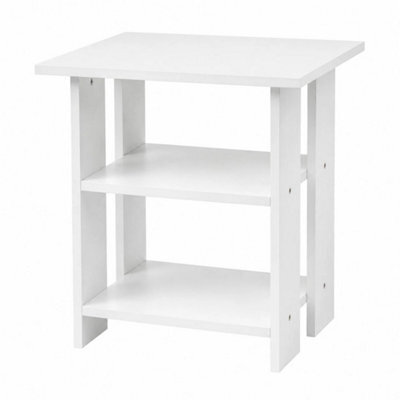 Wooden Bedside End Table With 3 Tier Shelf Coffee Tea Nightstand Laptop Table - image 1