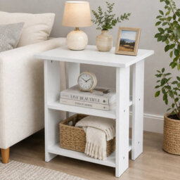 Wooden Bedside End Table With 3 Tier Shelf Coffee Tea Nightstand Laptop Table - thumbnail 2