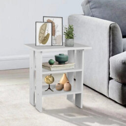 Wooden Bedside End Table With 3 Tier Shelf Coffee Tea Nightstand Laptop Table - thumbnail 6