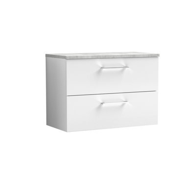 Balterley Bramshall 800mm Wall Hung 2 Drawer Vanity Unit With Laminate Worktop For Stylish Compact Bathroom Storage Gloss White - image 1