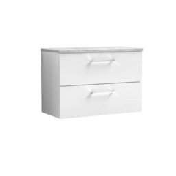Balterley Bramshall 800mm Wall Hung 2 Drawer Vanity Unit With Laminate Worktop For Stylish Compact Bathroom Storage Gloss White