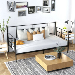 Single Platform Bed W/ Metal Slat Support For Living Room No Box Spring Needed - thumbnail 4