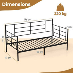 Single Platform Bed W/ Metal Slat Support For Living Room No Box Spring Needed - thumbnail 2