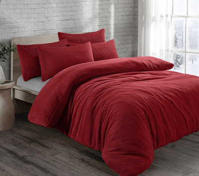 Homes & Linen Teddy Fleece Duvet Cover Set With Pillow Case Thermal Fleece Warm Cosy Soft Fur Teddy Bedding Duvet Cover Set