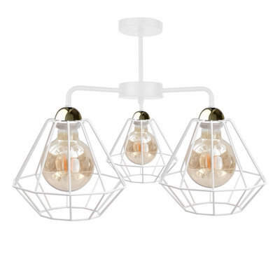 Luminosa Lighting Luminosa Foskal Semi Flush Light White, 44Cm, 3X E27