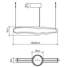 Luminosa Lighting Elstead Horizon 140Cm Bar Pendant Ceiling Light Teak - thumbnail 3
