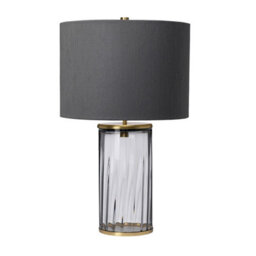 Luminosa Lighting Elstead Reno Table Lamp Metalwork Aged Brass, Smoked Glass - thumbnail 1