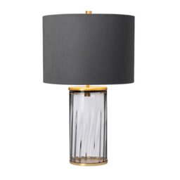 Luminosa Lighting Elstead Reno Table Lamp Metalwork Aged Brass, Smoked Glass - thumbnail 2