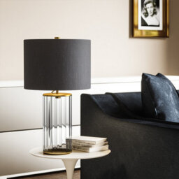 Luminosa Lighting Elstead Reno Table Lamp Metalwork Aged Brass, Smoked Glass - thumbnail 5