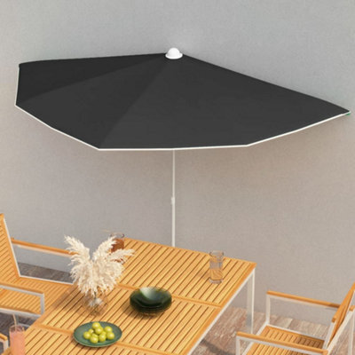 Berkfield Garden Half Parasol With Pole 180X90 Cm Black - image 1