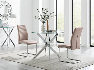 Furniturebox Uk Novara Round Dining Table And 2 Cappuccino Lorenzo Chairs Set - image 1