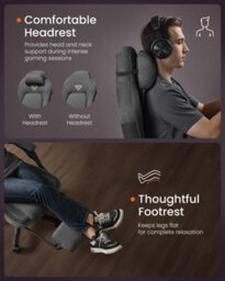 Songmics Home Gaming Chair, Ergonomic Computer Chair With Footrest, Video Game Chair With Headrest, Cotton-Linen Fabric, Dove Grey - thumbnail 8