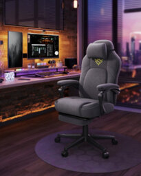 Songmics Home Gaming Chair, Ergonomic Computer Chair With Footrest, Video Game Chair With Headrest, Cotton-Linen Fabric, Dove Grey - thumbnail 5