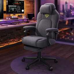 Songmics Home Gaming Chair, Ergonomic Computer Chair With Footrest, Video Game Chair With Headrest, Cotton-Linen Fabric, Dove Grey - thumbnail 4