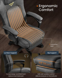 Songmics Home Gaming Chair, Ergonomic Computer Chair With Footrest, Video Game Chair With Headrest, Cotton-Linen Fabric, Dove Grey - thumbnail 6