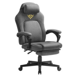 Songmics Home Gaming Chair, Ergonomic Computer Chair With Footrest, Video Game Chair With Headrest, Cotton-Linen Fabric, Dove Grey - thumbnail 3