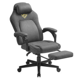 Songmics Home Gaming Chair, Ergonomic Computer Chair With Footrest, Video Game Chair With Headrest, Cotton-Linen Fabric, Dove Grey - thumbnail 2