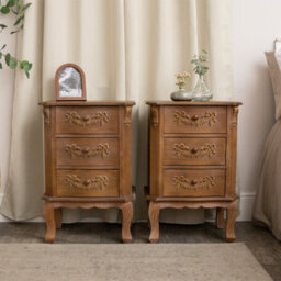 Melody Maison Pair Of Wooden 3 Drawer Bedside Tables - Pays Du Bois Range - thumbnail 8