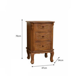 Melody Maison Pair Of Wooden 3 Drawer Bedside Tables - Pays Du Bois Range - thumbnail 9
