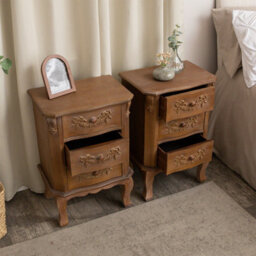 Melody Maison Pair Of Wooden 3 Drawer Bedside Tables - Pays Du Bois Range - thumbnail 3