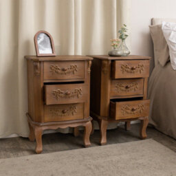 Melody Maison Pair Of Wooden 3 Drawer Bedside Tables - Pays Du Bois Range - thumbnail 7