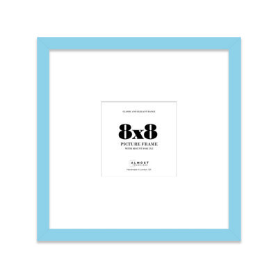 "8X8"" Light Blue Picture Frame - 8X8"" Square Frame With 5X5"" Mount For 8X8""/5X5"" Pictures Moderrn Style Thin Edge, 1 Pack" - image 1