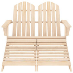 Walplus 2-Seater Garden Adirondack Chair & Ottoman Fir Wood - thumbnail 2