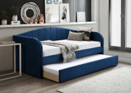 Save On Goods UK Blue Day Bed,sofabed,guest Trundle Fabric Upholstered Velour, Bed Frame - thumbnail 1