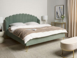 Beliani Bed Velvet Ambillou 180 X 200 Cm (Eu Super King) Green - thumbnail 2