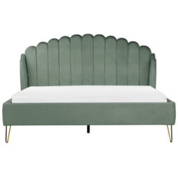 Beliani Bed Velvet Ambillou 180 X 200 Cm (Eu Super King) Green - thumbnail 5