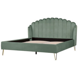 Beliani Bed Velvet Ambillou 180 X 200 Cm (Eu Super King) Green - thumbnail 4