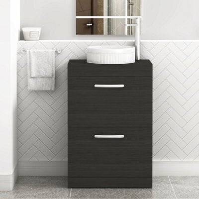Royal Bathrooms Turin 500mm Freestanding Bathroom Vanity Unit With Sink 2 Drawer Hale Black & Round Countertop Basin - image 1