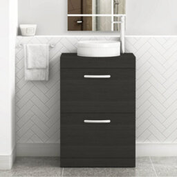 Royal Bathrooms Turin 500mm Freestanding Bathroom Vanity Unit With Sink 2 Drawer Hale Black & Round Countertop Basin - thumbnail 1