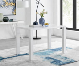 Furniturebox Uk Pivero White High Gloss Dining Table And 4 Cappuccino Beige Isco Chairs Set - thumbnail 2