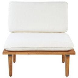 Wyld and Coco Gardenluxe Acacia Wood Outdoor Sofa Set With Off-White Cushions - 2 Seater Armchairs And Side Table - thumbnail 4