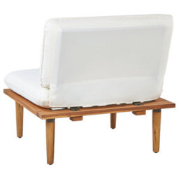 Wyld and Coco Gardenluxe Acacia Wood Outdoor Sofa Set With Off-White Cushions - 2 Seater Armchairs And Side Table - thumbnail 5