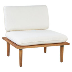 Wyld and Coco Gardenluxe Acacia Wood Outdoor Sofa Set With Off-White Cushions - 2 Seater Armchairs And Side Table - thumbnail 3