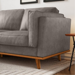 Valencia Artisan Leather Three Seats Sofa Light Grey Nappa 11000 Top Grain Leather Alder Wood Legs And Frame - thumbnail 7