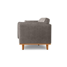 Valencia Artisan Leather Three Seats Sofa Light Grey Nappa 11000 Top Grain Leather Alder Wood Legs And Frame - thumbnail 9