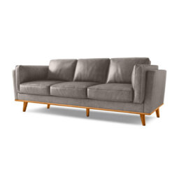 Valencia Artisan Leather Three Seats Sofa Light Grey Nappa 11000 Top Grain Leather Alder Wood Legs And Frame - thumbnail 1