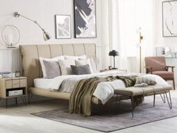 Beliani Bedroom Set Faux Leather Betin 180 X 200 Cm (Eu Super King) Sand Beige - thumbnail 2