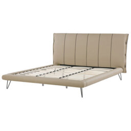 Beliani Bedroom Set Faux Leather Betin 180 X 200 Cm (Eu Super King) Sand Beige - thumbnail 5